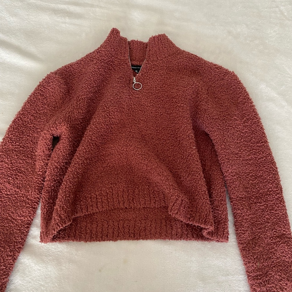 Slightly cropped purple/pink sherpa jacket